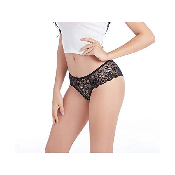 Sunm Boutique 6 Pack Womens Underwear Invisible Seamless Bikini Lace Underwear Half Back Coverage Panties Multicoloured