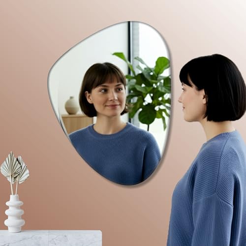 Image of Creative Arts n Frames 18x24 inch 5mm Thick Beveled Smooth Edges Frameless Wall Mount HD Mirror Home Office Hotel Decor for Living Restroom Bedroom Bathroom (Irregular Shape 18x24 HD Mirror)