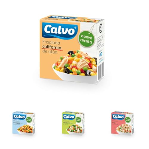 Calvo - Ensaladas variadas 150g - Pack x4 (California, Marinera, Mediterránea y Rusa)