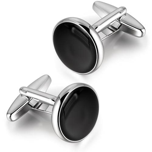 Mens Classic Black Silver Cuff Links, Elegant Men's Cuff Links for Business and Wedding, Copper Alloy Cufflinks, Mens Cufflinks for Formal Attire