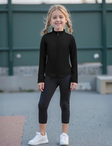 Girls Lightweight Sun Shirt Full Zip Long Sleeve Sun Protection Athletic Jackets with Pockets and Thumbholes4