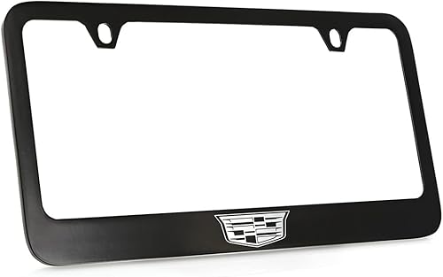 Miniatura 2 de Cadillac Crest - Soporte de metal para placa de matrícula, recubrimiento en polvo negro con cromo expuesto