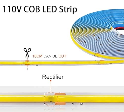 Tira LED Flexible COB 110V 296 LEDs 10M Blanco Cálido miniatura 2