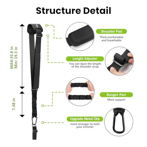 Image of Trimmer Strap for Weed Eater Shoulder Strap Harness[Upgraded Elastic Part], Compatible with EGO /Greenworks String Trimmer, Leaf Blower, & Shrub Trimmers