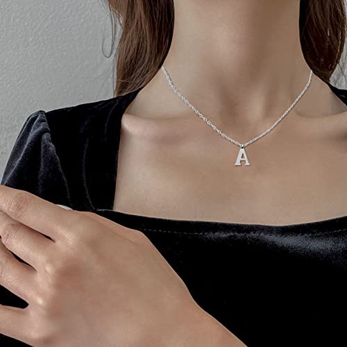 Partner Stainless Steel Silver Initial Necklace Alphabet Pendant Necklace 16" With 2" Extender Women Girl Letter Necklace (A) #TOP5