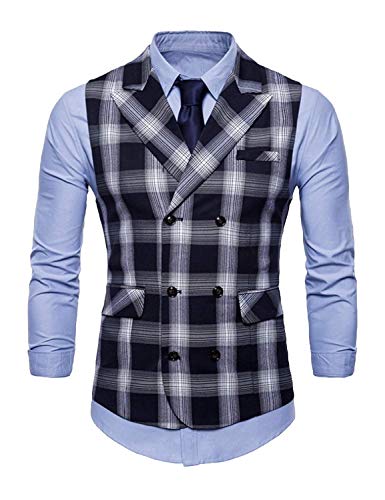 Męski garnitur kamizelka biznesowa na wesele, marynarka smoking Waistcoat Slim odświętny moda męska Fit kamizelka do garnituru na imprezę marynarka strój męski Vest, czarny, XXL