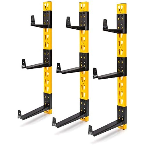DEWALT 3-Piece Wall Mount Cantilever Wood and Lumber Storage Rack for Workshop Shelving, Multi-Depth Storage, Supports a Total of 273 lbs.