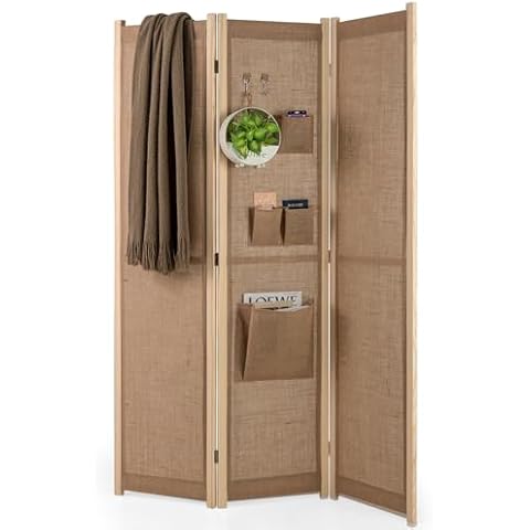COSTWAY Folding Room Divider with Storage Bags Cover