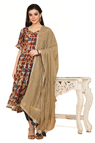Image of Anyra Women's Muslin Floral Regular Kurta Bottom with Dupatta