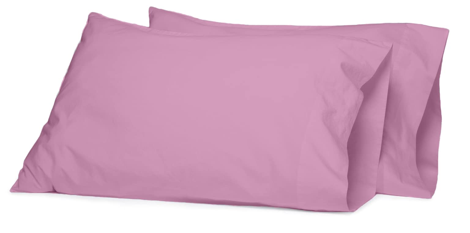 2 Pack 100% Egyptian Cotton Pillowcases | Ultra Soft Premium Quality Housewife 200 Thread Count Plain Pillow Case Cover For Bedroom (50 X 70cm) (Pink)