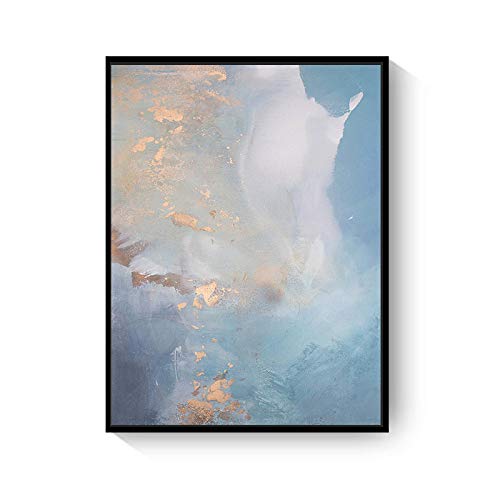 Déco murale salon tableau abstrait bleu triptyque pour grand mur vide - 3