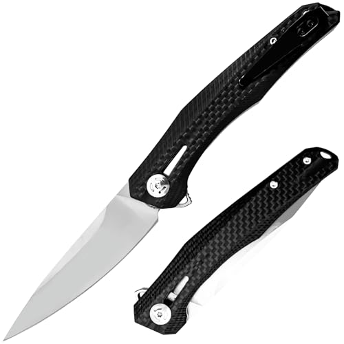 Pocket Folding Knife, D2 Steel Blade, CARBON FIBER...