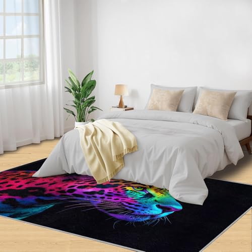 Tapis d'intérieur lavable style léopard fluo pour sublimer le salon familial - 5