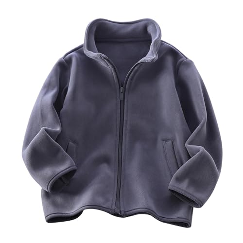 Boys Girls Fleece Jacket Fuzzy Warm Winter Coats Kids Full Zip Sports Outwear with Pockets 3-13 Years