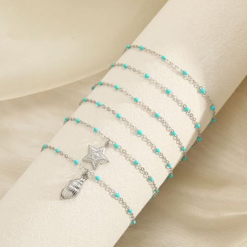 Swyabi 6 PCS Enamel Beaded Chains Bracelet Stainless Steel Link Bracelets by Swyabi - Used condition - Image 3