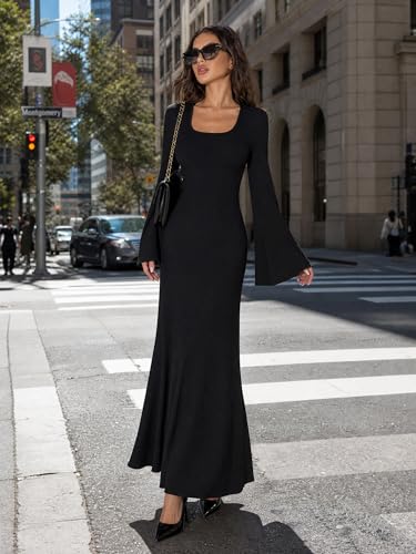 Robe longue avec nœud dans le dos et taille haute structurée - 3