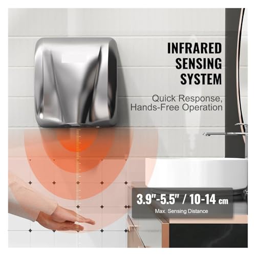 Secador de manos comercial de acero inoxidable y 1300W con sensor 4