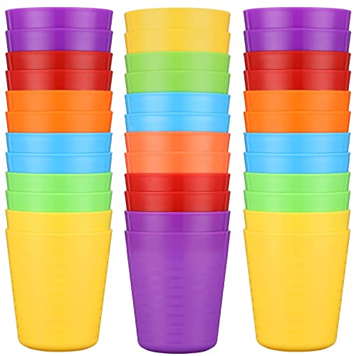 Eccliy 36 Pcs Kids Cups Bulk, 8 oz Plastic Toddler Drinking Cups Unbreakable Reusable Stackable 6 Assorted Colors Tumblers for Toddlers Baby Kids, Dishwasher Safe(Rainbow)