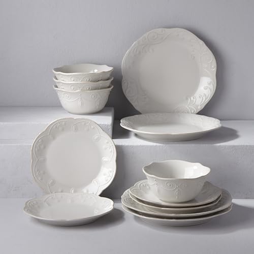 Lenox-French-Perle-12-Piece-Dinnerware-Set-White-with-Accent-Plates