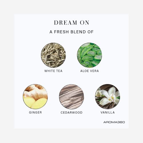 Aroma360 - Dream On Fragrance Oil Blend | Hotel Inspired For Luxury Essential Oil Diffusers | Aromatherapy Scent Diffuser Oil | Serene White Tea, Healing Aloe Vera, And Warm Earthy Cedar - 50Ml #TOP2