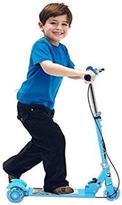 SKELP WORLD 3-Wheel Height Adjustable Folding Kick Kids Scooty Scooter Tricycle for Indoor & Outdoor Fun with with Brake, Bell, LED and Adjustable Height for Kids (2.5-10 Years,) ( Multi Color )