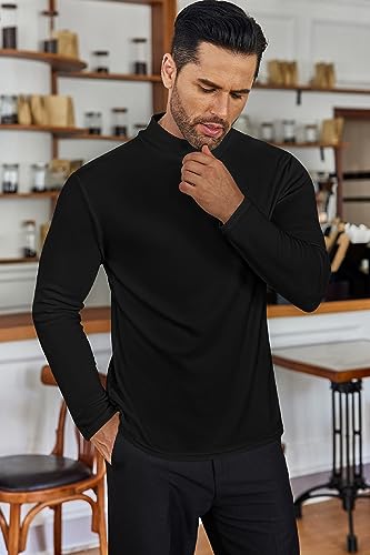 Ekouaer Men's Mock Turtleneck Long Sleeve Turtle Neck Tops Lightweight Undershirt Thermal Sweater Shirts3