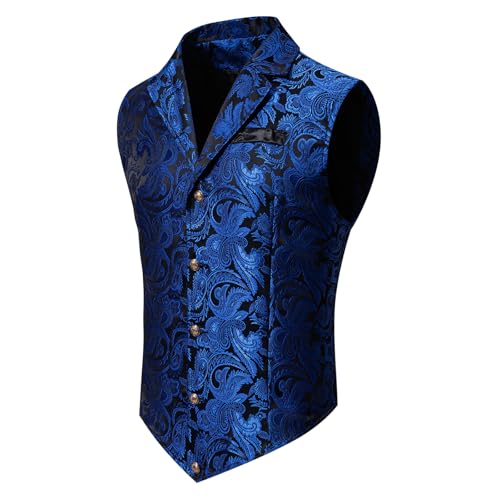 Cambkatl Men's Suit Vest Paisley Floral Victorian Vests Gothic Steampunk Formal Waistcoat Tuxedo Vests with Notched Lapels2