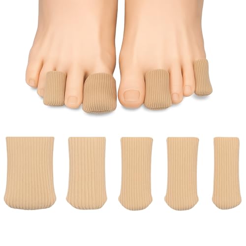 Juego de 5 protectores de dedos para dedos gordos, funda de tela flexible y relleno de gel de silicona, ideal para aliviar callos, ampollas y callos ajustables y cómodos