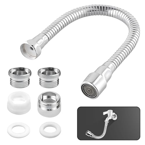 KAIYAYA Wasserhahn Verlängerung,Strahlregle Wasserhahn Aufsatz Küche Schlauch Aufsatz Schwenkbar 360 Grad Schwenkbarer 20 cm Fixierbare Richtung Enthalten Adapter Perfekt für Küche,Bad Usw