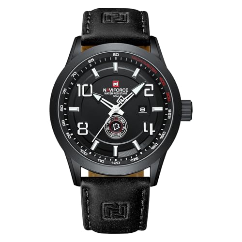 NaviForce NF9229-BWB Black Leather Watch
