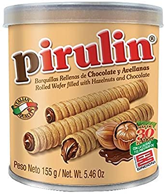 Barquillos Chocolate Pirulin, Caja 6 latas. Lata Barquillas Pirulin