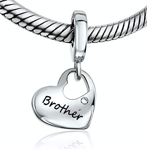 Bolenvi Love Family Heart 925 Sterling Silver Pendant Charm Bead For Pandora & Similar Charm Bracelets Or Necklaces (Brother) #TOP19