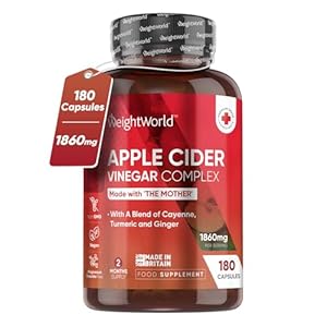 Apple Cider Vinegar with Mother 1860mg – Added Probiotics – 180 Apple Cider Vinegar Capsules with Cayenne Pepper, Turmeric & Ginger Root – Vegan Tablets (Not Apple Cider Vinegar Gummies)