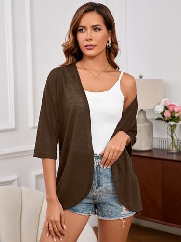 Heymoments Women's Lightweight Open Front Knit Cardigans 3/4 Sleeve Casual Soft Drape Summer Cardigan S-2XL4