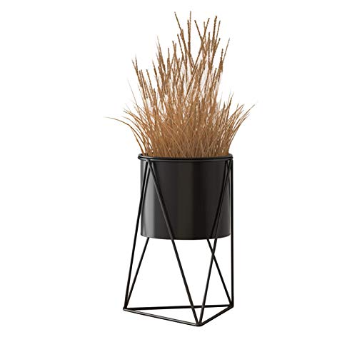 WUHUAROU Maceta con soporte para plantas de metal de pie con maceta de hierro, soporte para macetas, soporte para jardín, mesa de casa, oficina, decoración de interiores, color negro Cover