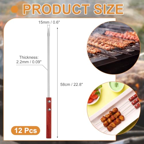 Pinchos de metal para parrilla duraderos de acero inoxidable con mango de madera resistente 3