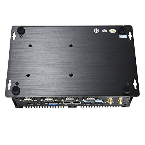 Image of KINGDEL Fanless Industrial Computer, Mini Desktop PC with Celeron Dual Core CPU, 4GB RAM, 128GB SSD, 2xLAN, 4xCOM RS232, HD Port, Full Metal Body