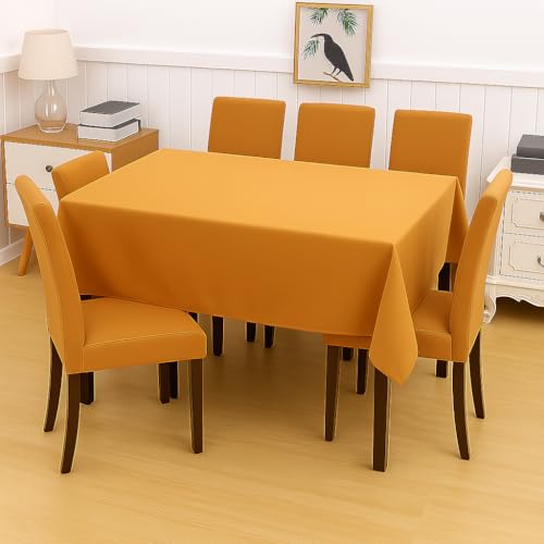 Image of Styleys Dining Chair Cover with Table Covers for Kitchen Waterproof Dining Table Cloth (1 Table Cover + 6 Chair Cover, Beige, CTSD23)