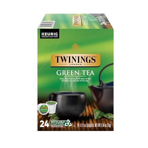 Twinings Green Tea K-Cup Pods for Keurig, Caffeinated Pure Green Tea, Smooth Flavour, Enticing Aroma, 24 Count (Pack of 1)