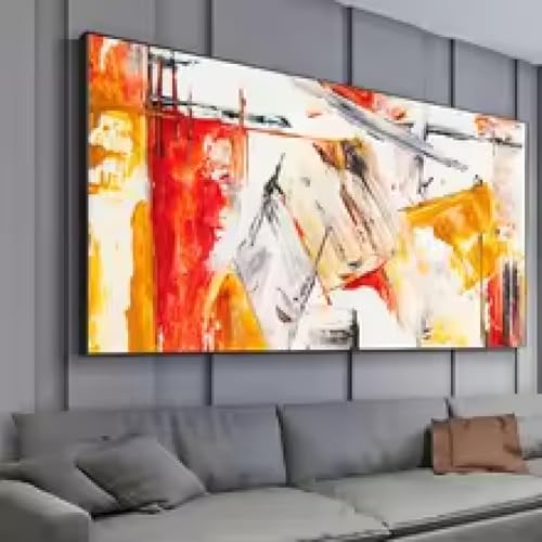 Toile abstraite colorée 50x100cm sans cadre avec lignes et textures pour salon
