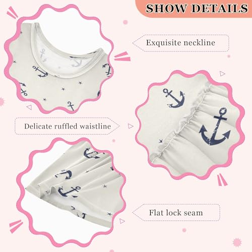 Girls Vintage Marine Anchor Dress Sleeveless Dress Summer Cotton Sundress 3T3