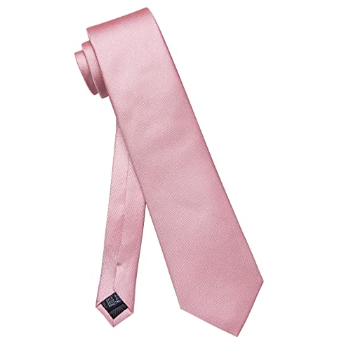 Yourties Solid Mens Blush Pink Tie Classic Woven Silk Neckties For Men With Tie Clip #TOP3