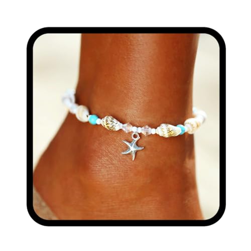 Yean Seashell Fußkettchen Seestern Türkis Knöchel Armband...