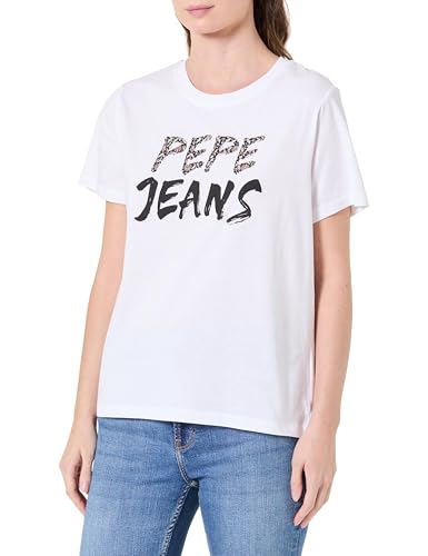 T-shirt femme Pepe Jeans W Floral II en coton blanc