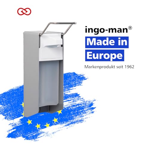 Ophardt Original Eurospender ingo-man® Classic mit Bedienhebel, 500 ml, Seifenspender und Desinfektionsmittelspender für Wandbefestigung aus Aluminium inklusive PET-Leerflasche, Made in Europe