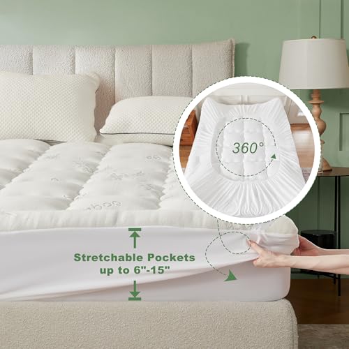 Image of BEDLORE Twin Mattress Topper , Thick Pillow Top Mattress Pad | Stretchable Pockets Fit 6 inch-15 inch Mattress, Soft Breathable Mattress Topper for Back Pain Relief and Hot Sleepers(White)