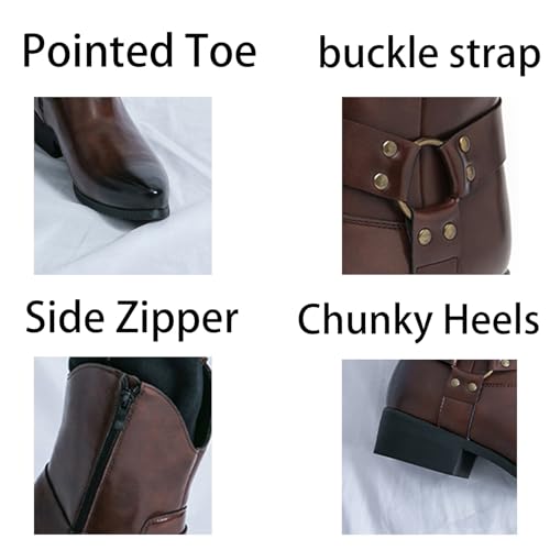 Mens Retro Pull On Chukka Ankle Boots with Side Zipper Boots High-Top Pointed Toe Non-Slip Shoes for Casual Dress Prom Party4