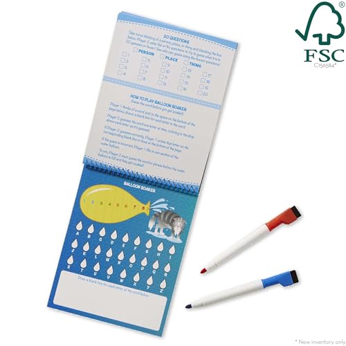 melissa amp doug on the go game on reusable games wipe-off activity pad reusable travel toy with 2 dry-erase markers - fsc certified