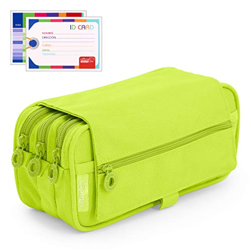 Estuche Portatodo Triple de Amplios Apartados Interiores con Tres Cremalleras para Material