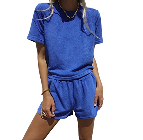 Ensemble short bleu femme tenue été décontractée 2 pièces L
